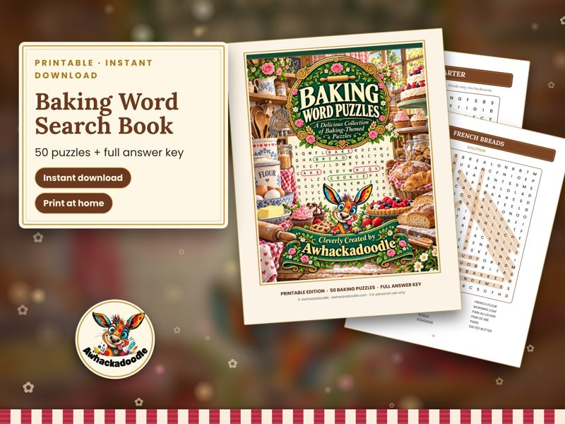 Baking Word Puzzles printable