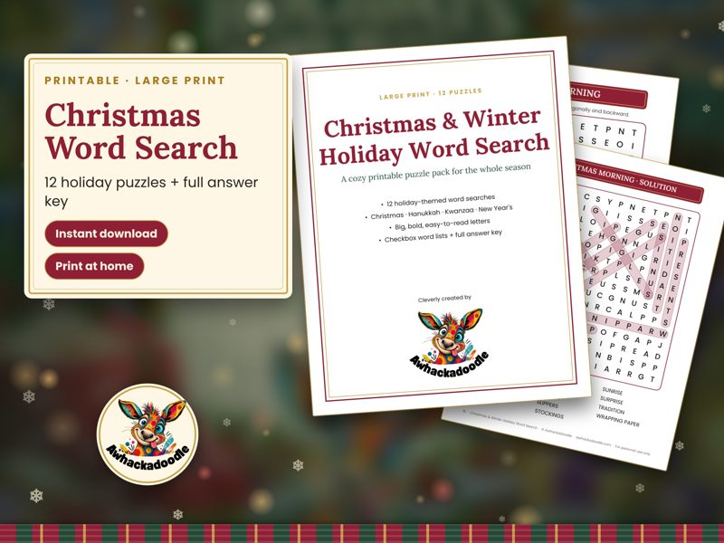 Christmas & Winter Holiday Word Search printable
